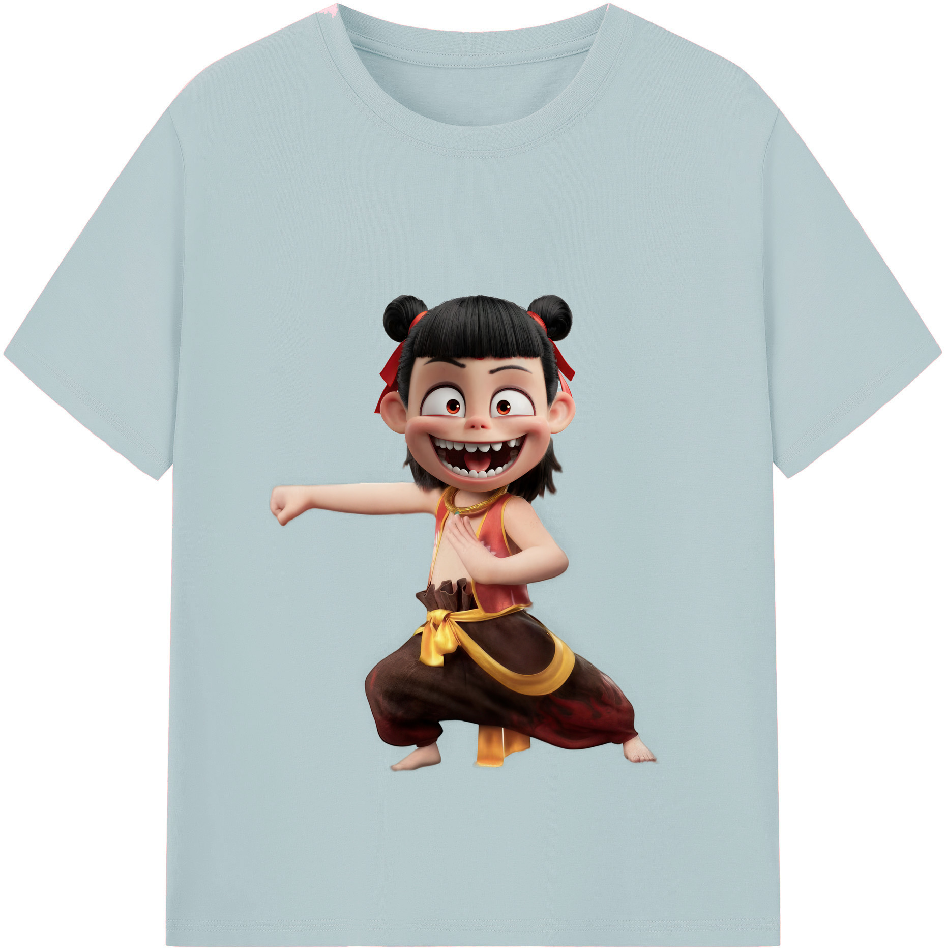 （画像用） Ne Zha 2 ナタ 魔童の大暴れ 綿100％半袖Tシャツ（フロントプリント）